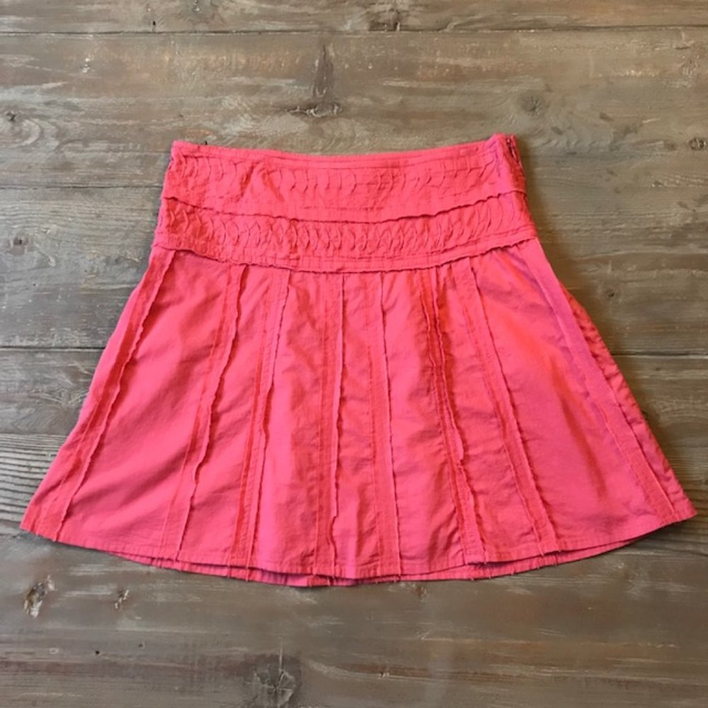 PrAna Coral Pink Mini Skirt with Rough Edge Hem